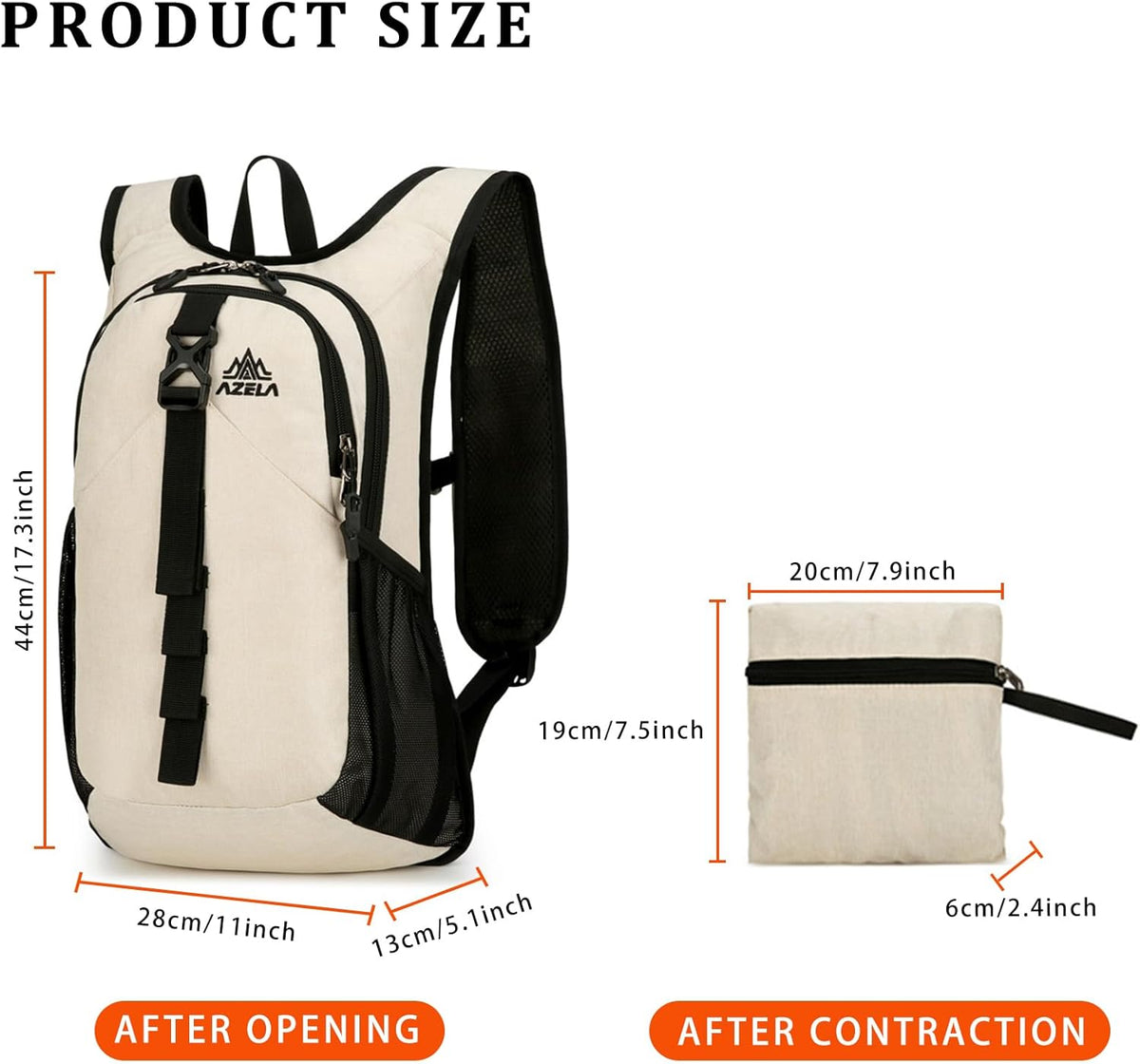 Skiennix 15L Ultralight Hiking Backpack - Foldable Trekking Bag for Outdoor Adventures | Beige