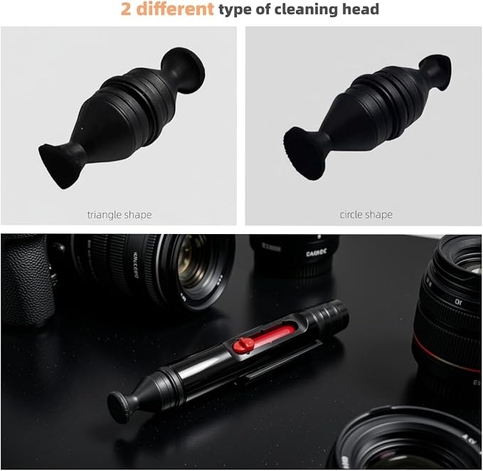 2pcs Lens Cleaning Pen with Carbon Cleaning Head and Brush