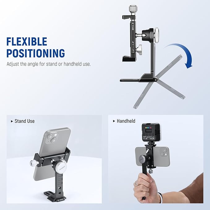 NEEWER Smartphone Tripod Mount Aluminum Alloy, 360° Rotatable Phone Stand