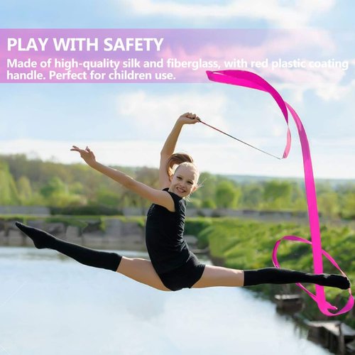 Novelty Place Dance Ribbons Streamers - 6.6Ft Kids' Gymnastics Ribbon Wands | Perfect for Talent Shows & Artistic Dancing (10Pcs or 2Pcs)