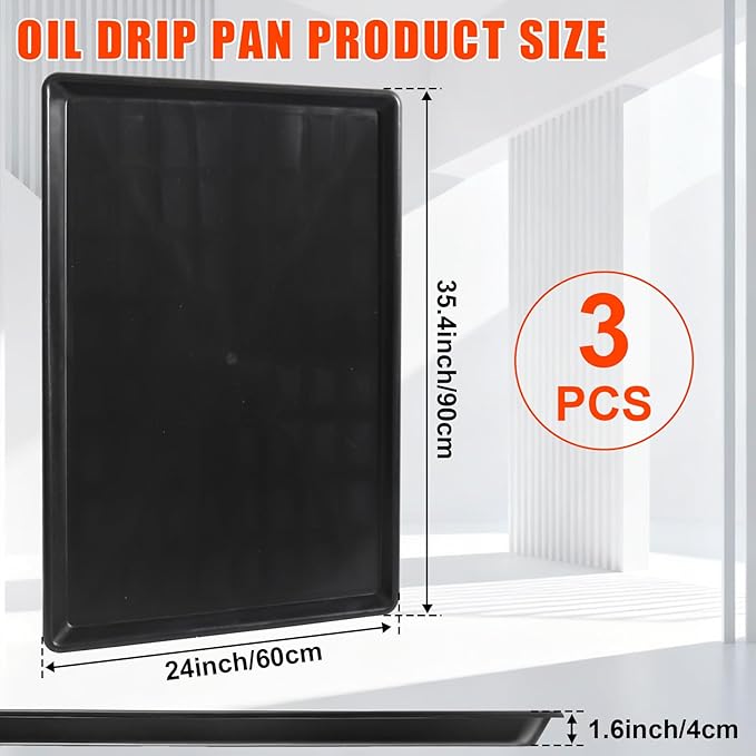 3-Pack Oil Drip Pan for Under Car(35.4 x 24 x 1.6 Inch) Flexible Oil Trays with Felt Mat, Large Leak-Proof Drip Pan for Car Oil Changes, Engine Maintenance, Pet Cleaning, and Home Appliance Repair