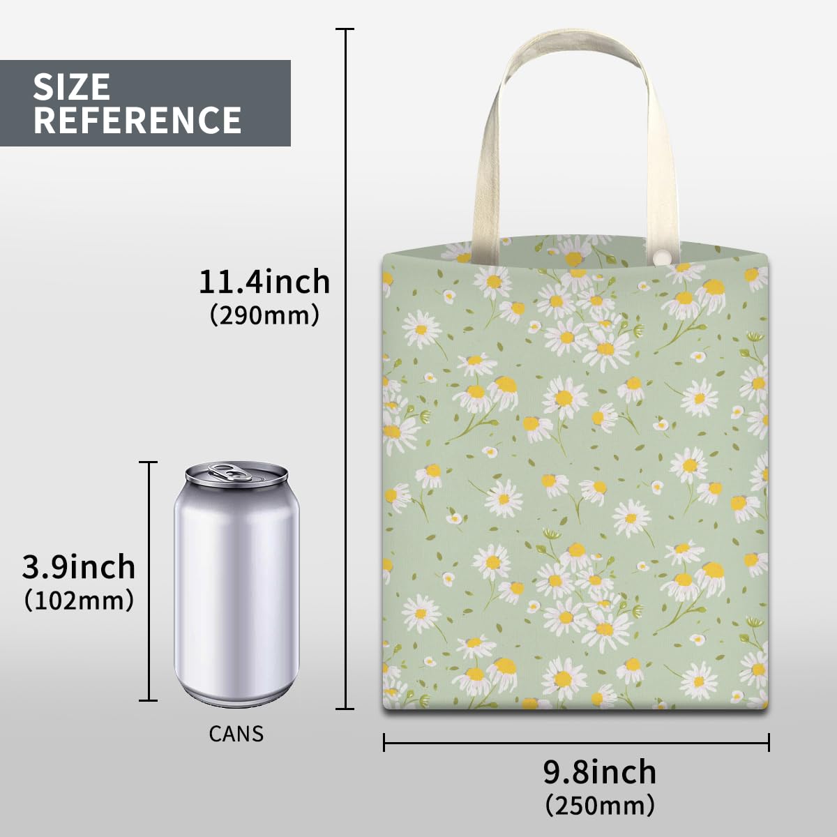 Car Trash Can, Cute Car Trash Bag, Hanging Car Organizer and Storage Bag, Trash Bin for Car Accessories, Vehicle, Travelling, Camping Cute Green White Daisy