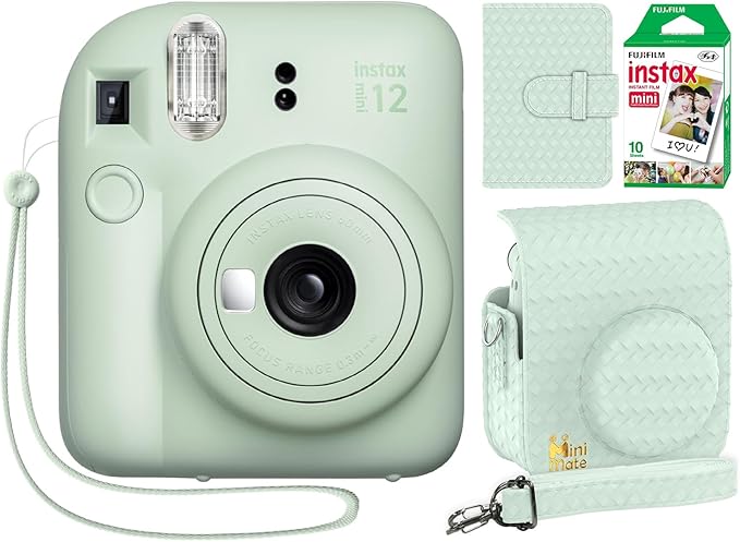 Fujifilm Instax Mini 12 Instant Camera Mint Green + Minimate Custom Designed