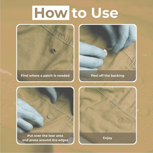 aZengear Repair Patches - Waterproof Self-Adhesive for Jackets, Tents, Shoes & More | 11 Pieces, Beige