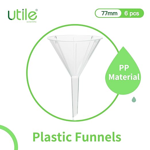 Utile 6pcs Plastic Analytical Funnel Set, PP Material, Top Diameter 70mm, Small Funnel for Lab Bottles, Recreational Activities, 4512.0015.6