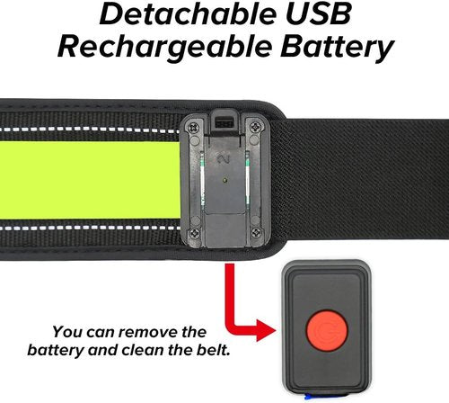 BSEEN LED Running Waist Belt - USB Rechargeable Reflective Safety Light for Runners & Cyclists