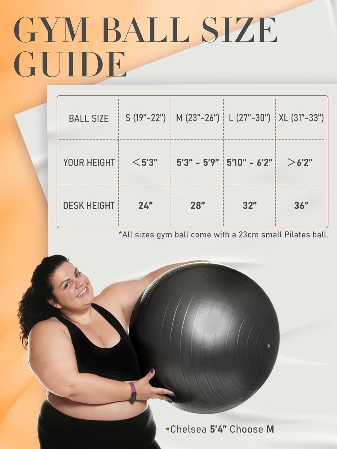 PhysKcal Yoga Ball - Versatile Fitness Ball for Exercise, Pilates & Therapy | 4 Sizes Available
