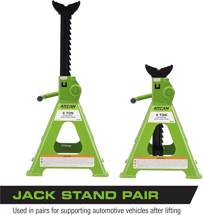 ARCAN 6-Ton Ratcheting Jack Stands, Pair, Model ALJS6