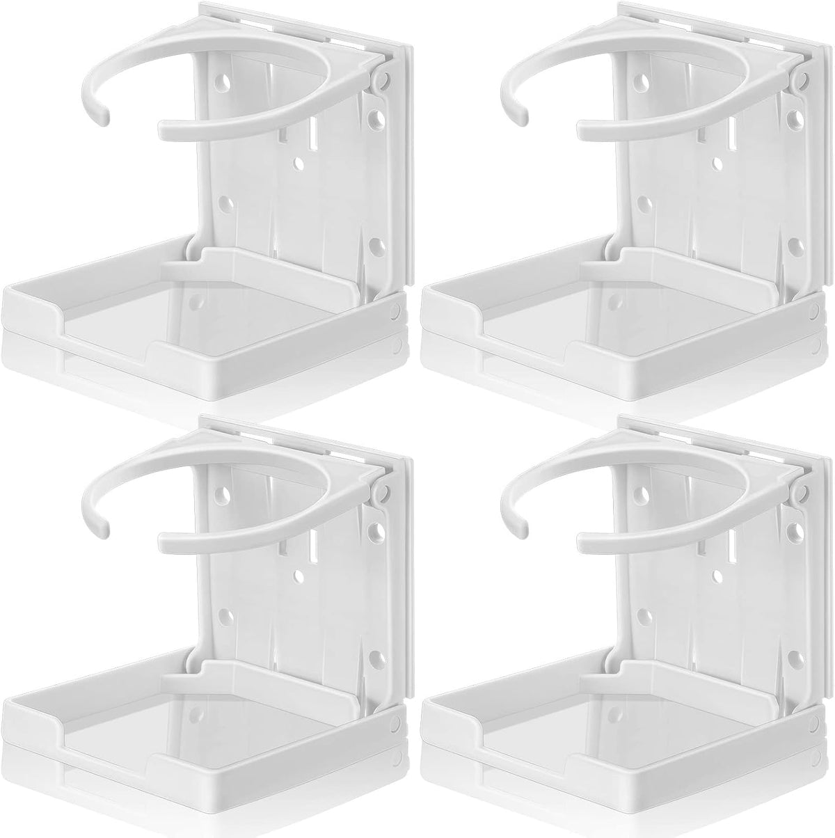 4 Pcs Folding Plastic Cup Holders - Large Boat & Car Drink Holder (White)