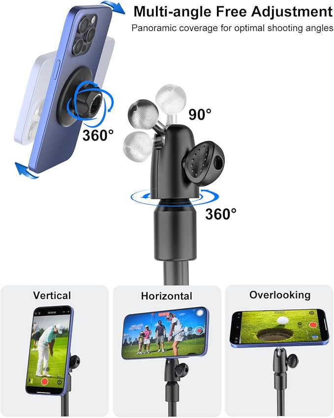 Golf Monopod Selfie Stick with Magnetic Phone Holder Mount