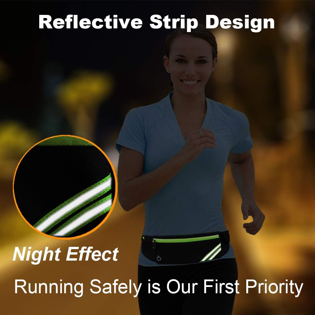 Skiennix Slim Running Belt - Reflective Fanny Pack for Hiking, Cycling & Jogging | Travel Money & Phone Holder