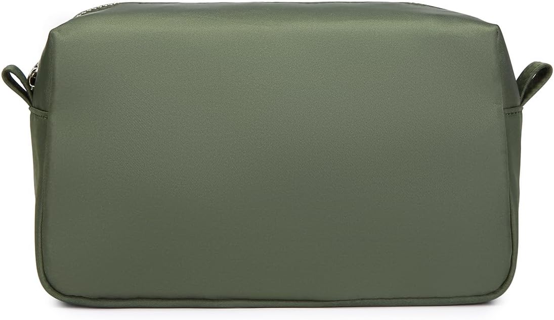 Travel Makeup Bag, Ring Clasp Wristlet Organizer (Army Green)