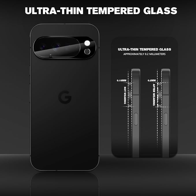 3 Pack for Google Pixel 10 Pro Camera Lens Protector, Tempered Glass 9 Hardness