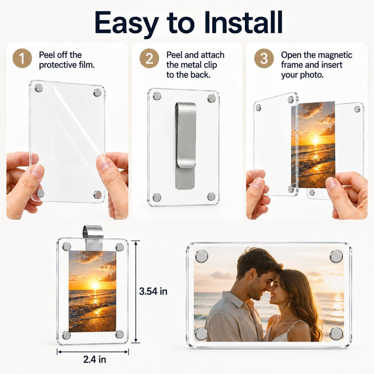 Gifts for Boyfriend Husband Dad Driver-Car Sun Visor Photo Holder (2pcs)