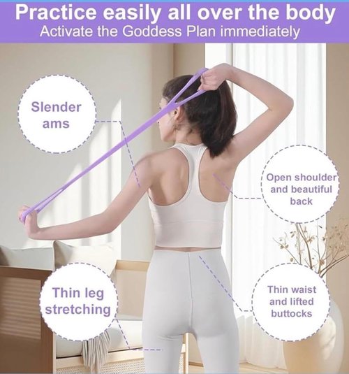 Figure 8 Resistance Band - Versatile Elastic Workout Band for Arms, Legs & Core - Portable Fitness Equipment, Purple