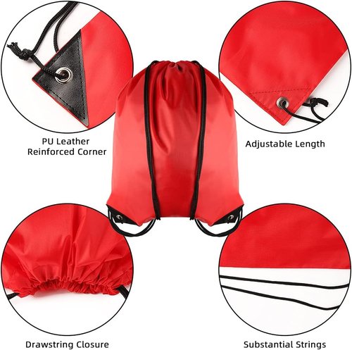 GoodtoU Drawstring Backpack - 20 Pcs Cinch Bags for Gym & Travel | Red Sackpack for Men & Women