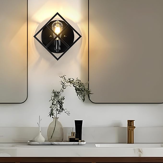 Farmhouse Wall Sconce with Black Finish,Rustic Wall Sconces Indoor Wall Light Fixtures 11.3in for Stairway, Living Room, Bedroom, Bathroom (1 Light,E26 Base, No Bulbs,1 Pack)
