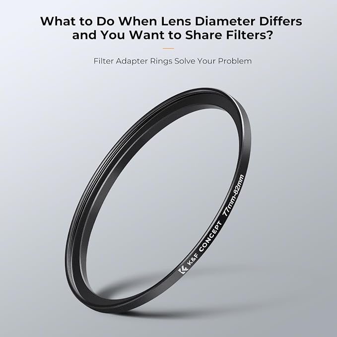 K&F CONCEPT 18 Pieces Filter Ring Adapter Set, Camera Lens Filter Metal