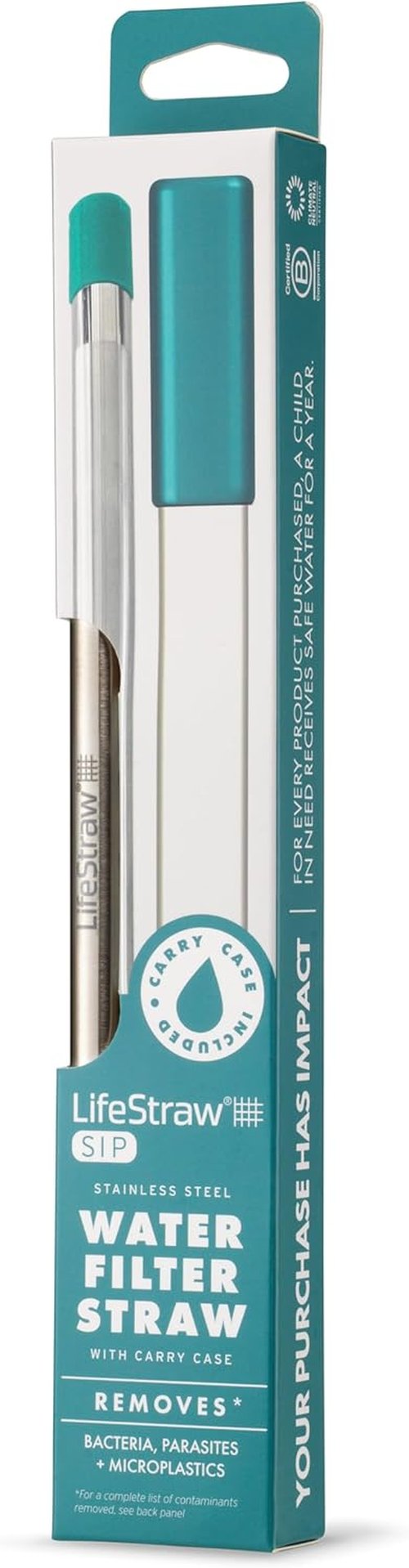 LifeStraw Sip - Reusable Stainless Steel Water Filter Straw for Clean Drinking | Eco-Friendly Design