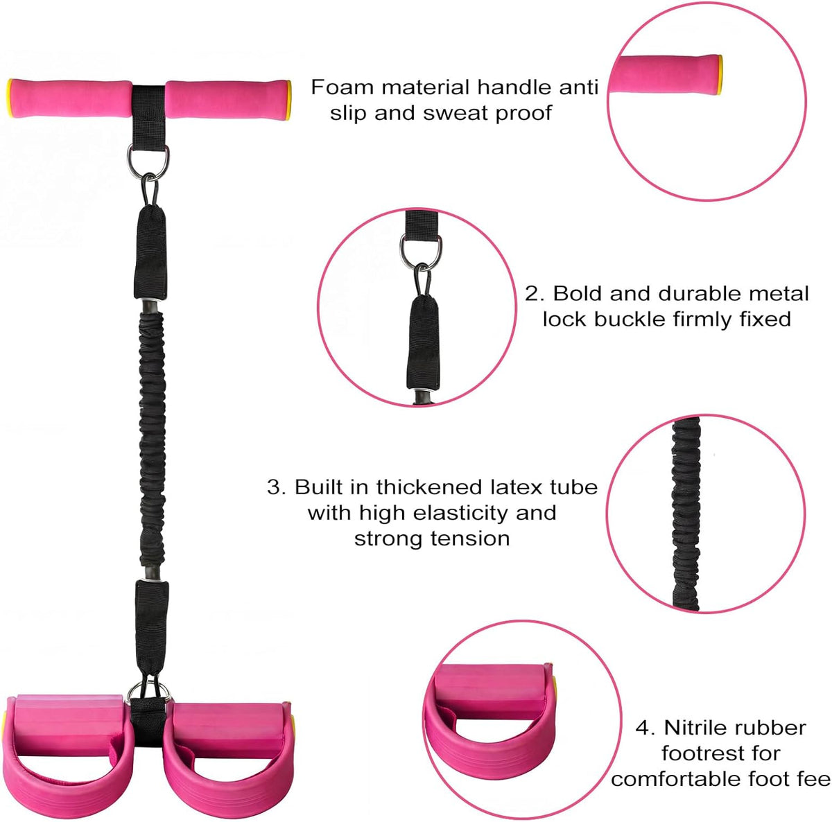 Skiennix Upgraded Pedal Resistance Band - Durable Exercise Tool with Anti-Slip Footrest for Core & Arms