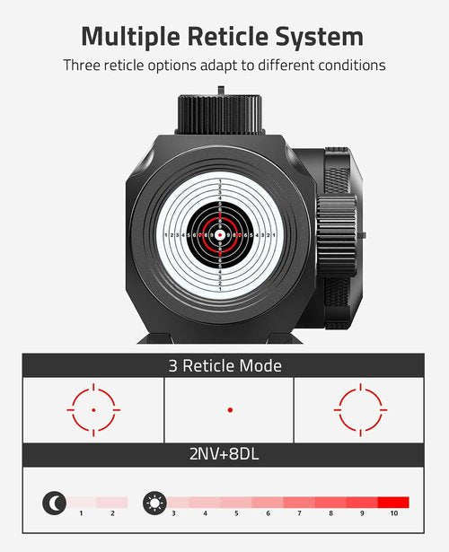 CVLIFE Red Dot Scope - Multi-Reticle 2 MOA Dot & 65 MOA Circle | Motion Awake, 50K Hours Battery Life, IPX7 Waterproof