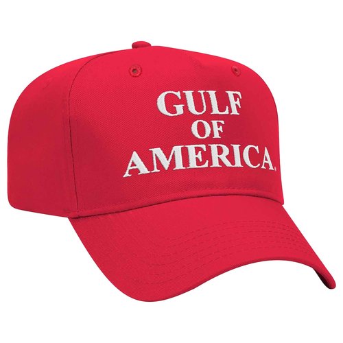 Gulf of America Hat - Red Baseball Cap for Men Women - White Stitch - Embroidered in The USA - America, Patriotic, Patriot - Gulf of Mexico - One Size Fit Most - Adjustable Snapback