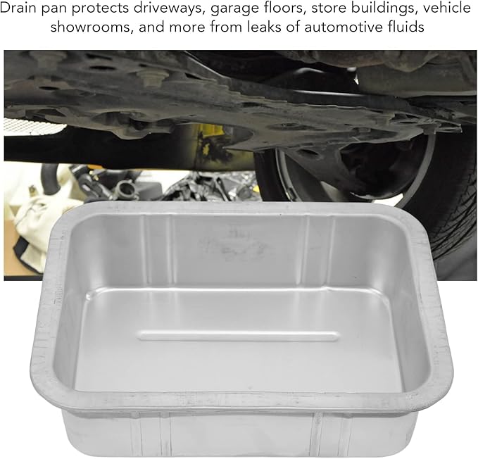 Acouto Galvanized Drip Pan Oil Drain Pan Leak Portable Universal Metal Construction Automotive Oil Change Container(#1)