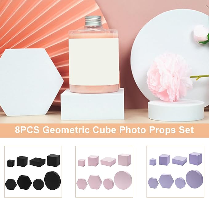 Ragyzity 8PCS Product Photography Photo Props, Geometric Cube Photo Props Set