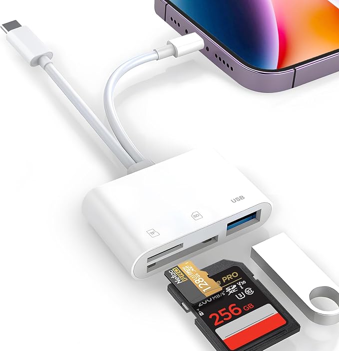 SD Card Reader for iPhone iPad Mac, Digital Camera Adapter to iPhone Lightning