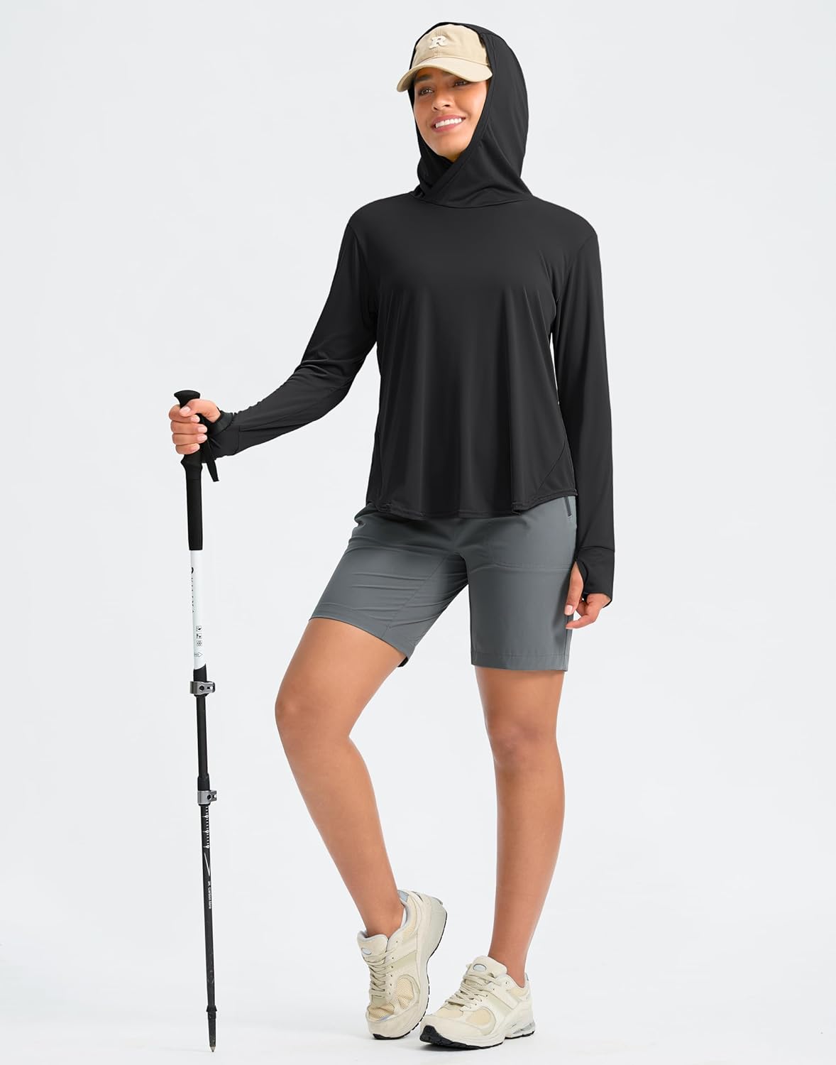 Pudolla Women's UPF 50+ Sun Protection Shirt - Lightweight Long Sleeve UV Hoodie for Outdoor Activities