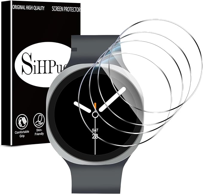 SiHPuoy 4 Pack for Samsung Galaxy Watch 8 Screen Protector 44mm Tempered Glass