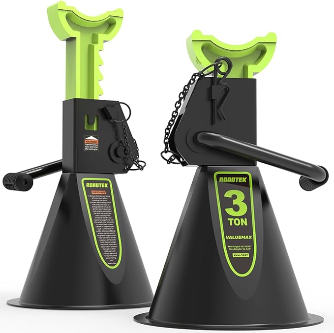 Jack Stands, 3 Ton (6,000 lbs) Heavy Duty Car Jack Stands with Seamless Round Steel Base, 10.8"-16.6" Adjustable with Double Locking, for Lifting SUV, Truck, and Car, 1 Pair