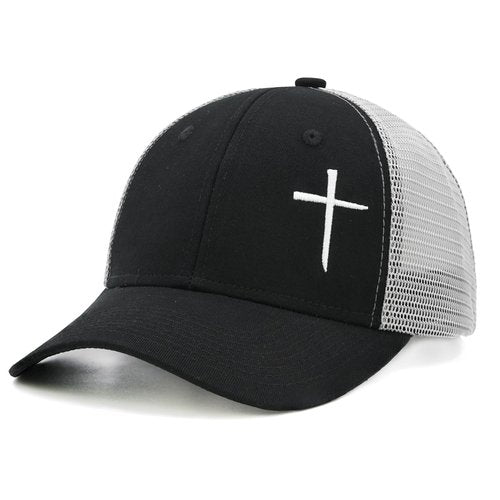 LUDUEIKSW Christian Hats for Men Women, Jesus Cross Trucker Hat Christian Religious Gifts, Black
