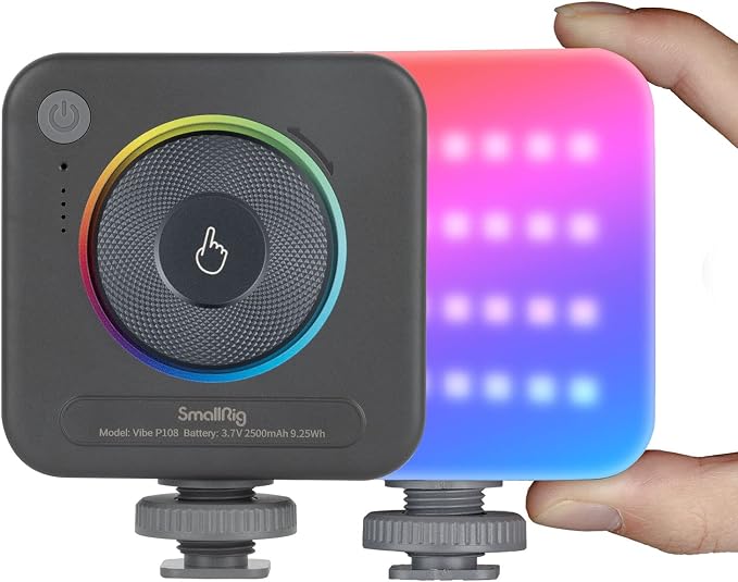 SmallRig P108 RGB Video Light, Portable LED Camera Lights 360° Full Color