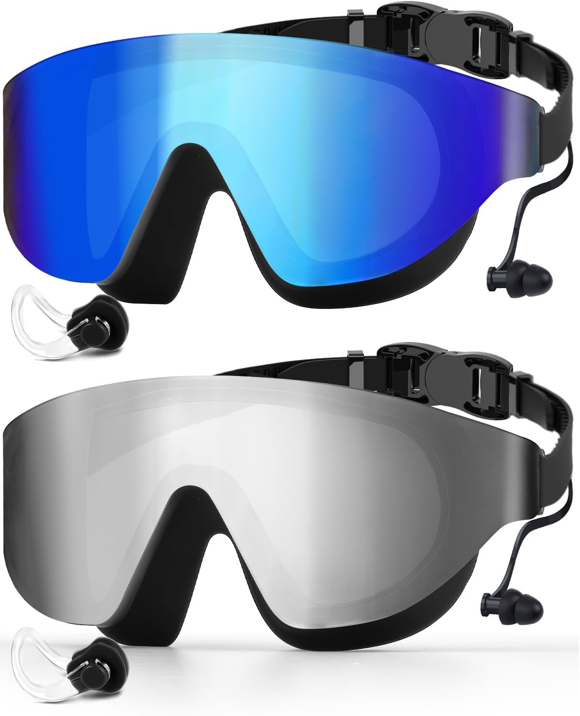 Zoomsnail Swim Goggles - Rimless Wide View Anti-Fog Pool Goggles for Adults | 2 Pack, UV Protection