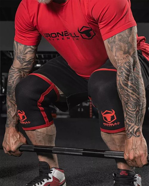 Iron Bull Strength Knee Sleeves for Powerlifting (7mm) - Weightlifting Knee Compression Sleeve for Squats - Knee Brace Support for Gym, Workout, Fitness (Large)