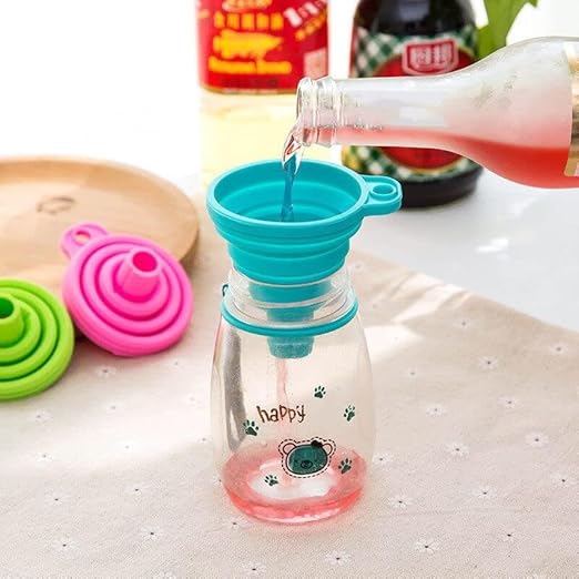 1Pc Color Random Silicone Gel Practical Collapsible Foldable Silicon Kitchen Funnel Hopper Gel Practical Tool Set Funnels Specialty Tools and Gadgets