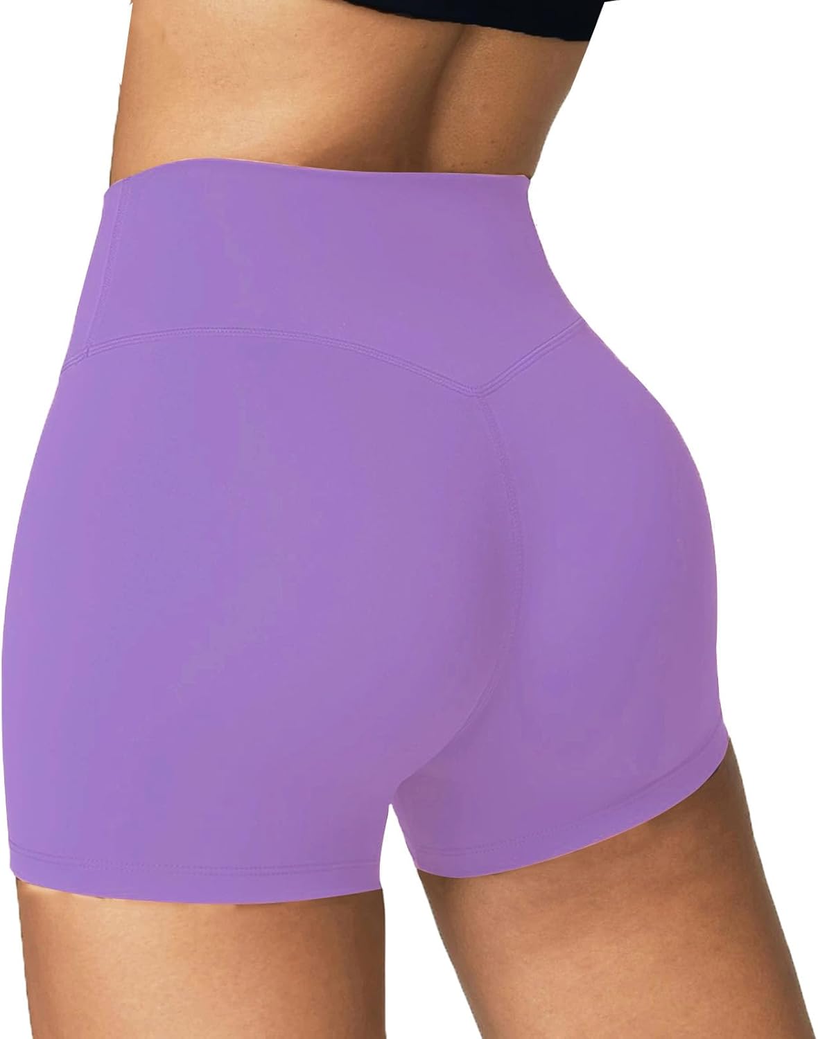 Skiennix High Waisted Biker Shorts - Tummy Control Fitness Shorts for Women | Purple, 5" Length