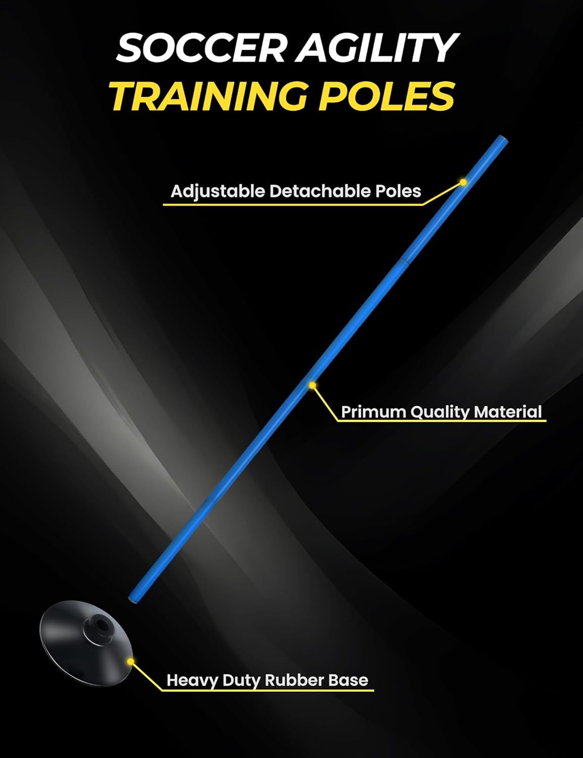 SEAOTTER Soccer Agility Poles Set - 6ft Detachable Speed Poles with Rubber Base for Sports Training | 4/6/10 Pcs