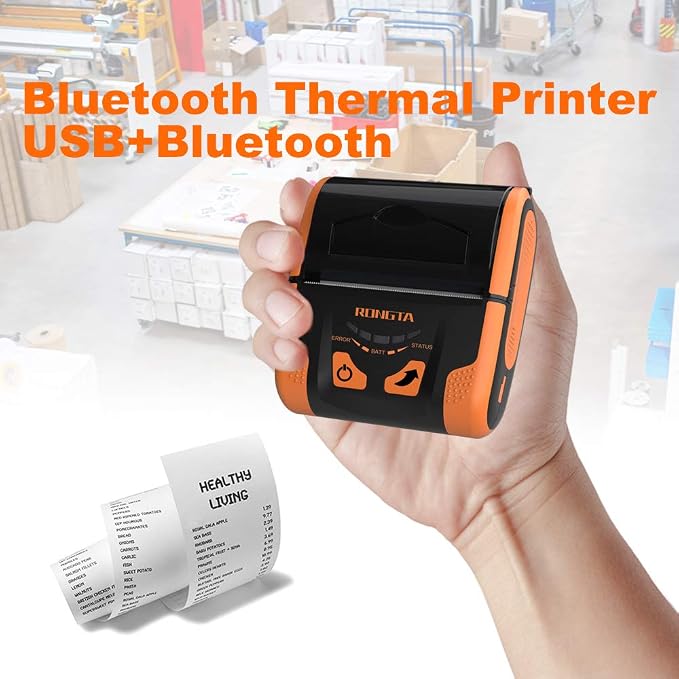 Rongta Portable 80mm POS Printer, Mobile Thermal Receipts Printer,