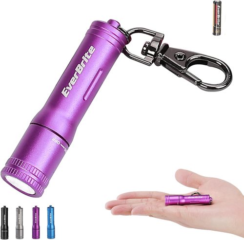 EverBrite Mini LED Keychain Flashlight - Bright Portable Pocket Torch for EDC & Emergencies | Purple