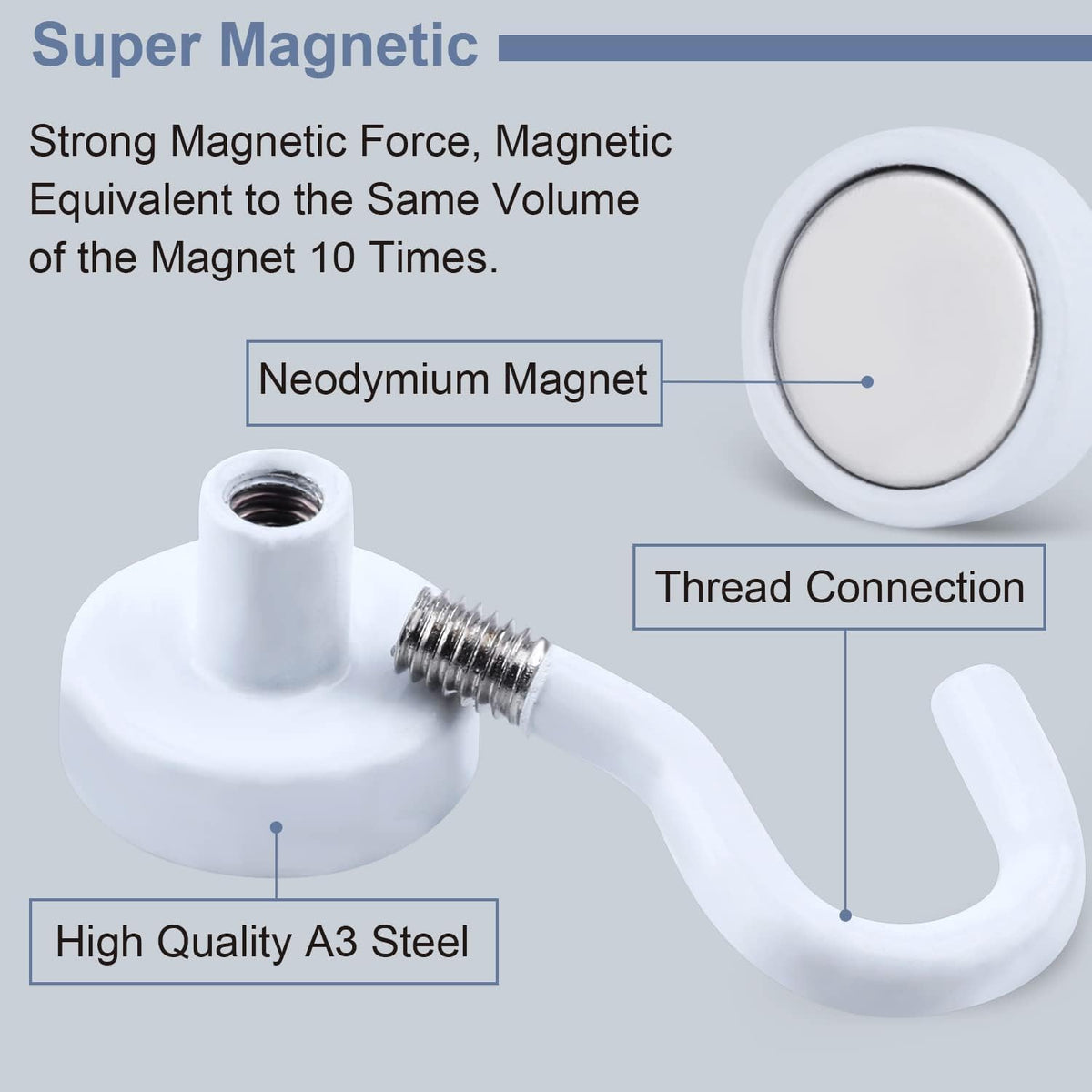 DIYMAG Magnetic Hooks 75pcs 30lbs Cruise Essentials 2026 Magnet Hook White