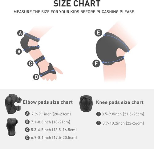 KUYOU Kids Protective Gear Set - Knee & Elbow Pads for Roller Skating, Cycling, BMX, and Scooters
