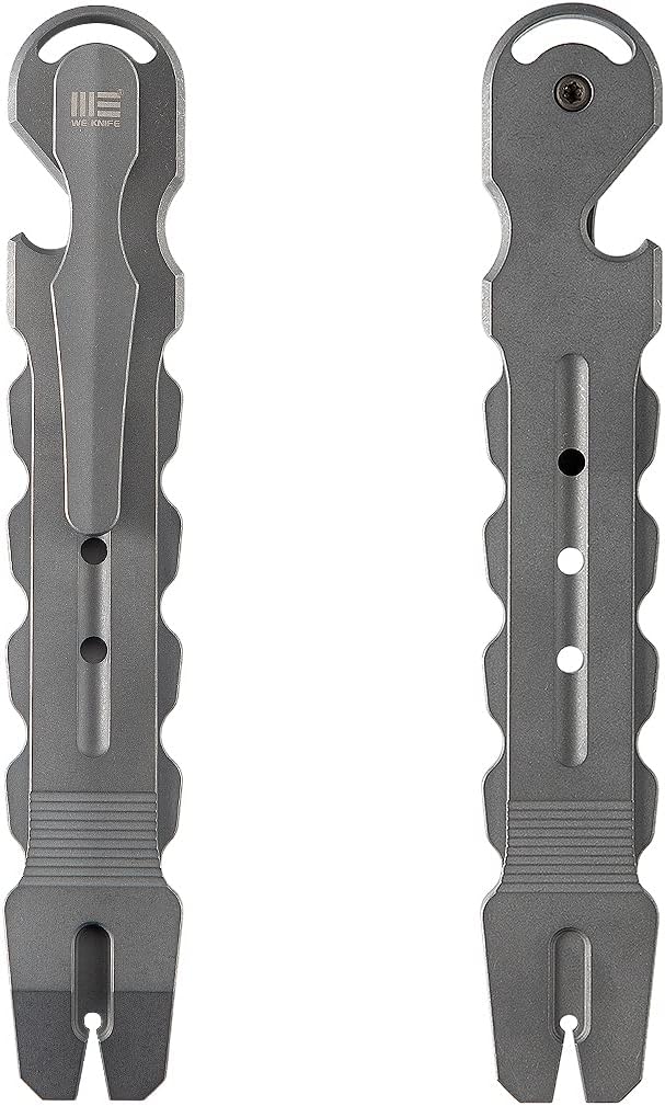 WeKnife Gesila Mini Pocket Flat Pry Bar Crowbar Multifunction EDC Titanium Tool Nail Puller Survival Opener No-Slip And Corrosion Resistant A-08B(Gray)-1 PACK