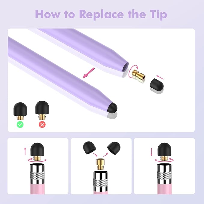 5Pcs Stylus Pens, 2 in 1 Stylus Pen