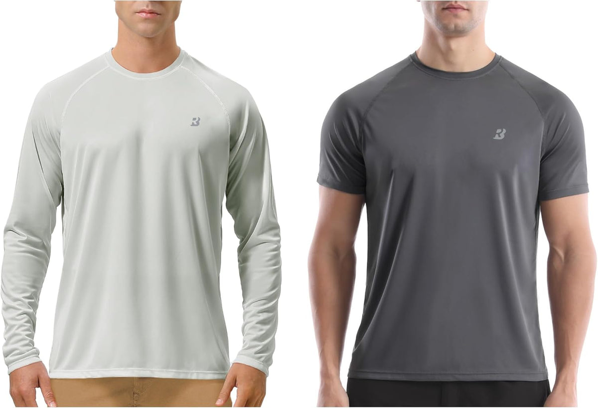 Skiennix Men's UPF 50+ UV Sun Protection Long Sleeve Shirts - 2 Pack for Fishing & Outdoor Activities
