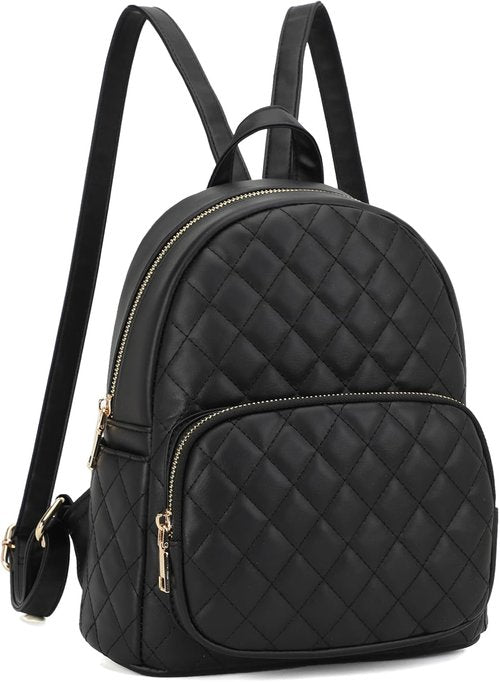 KL928 Quilted Mini Backpack - Stylish PU Leather Satchel Bag for Women | Small Casual Daypack