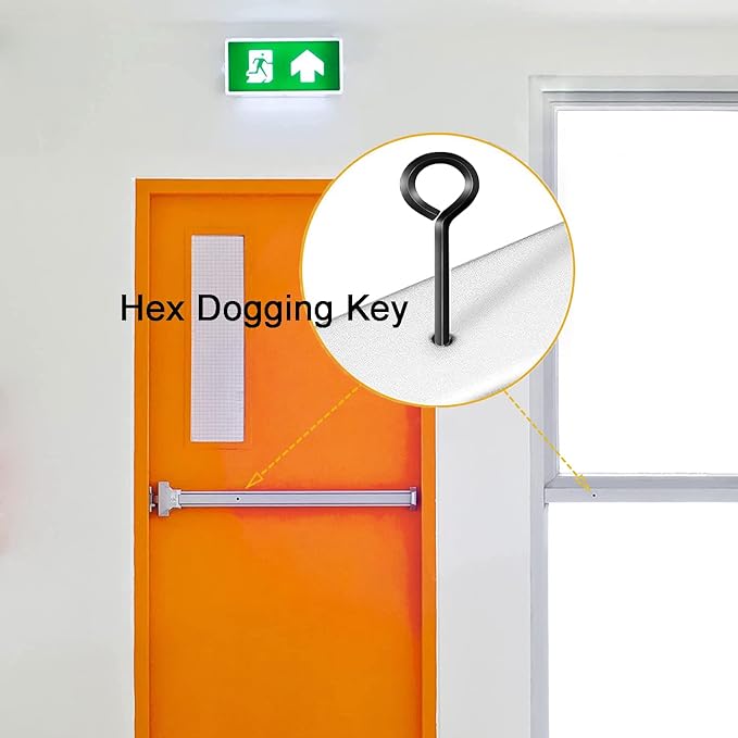 7/32” Standard Hex Dogging Key with Full Loop, Key-Ring Style Dogging Key Set 7/32 Allen Wrench Key for Push Bar Door Panic Bars, Security Door, Hex Socket，Solid Metal-10 Pack（Big, black）