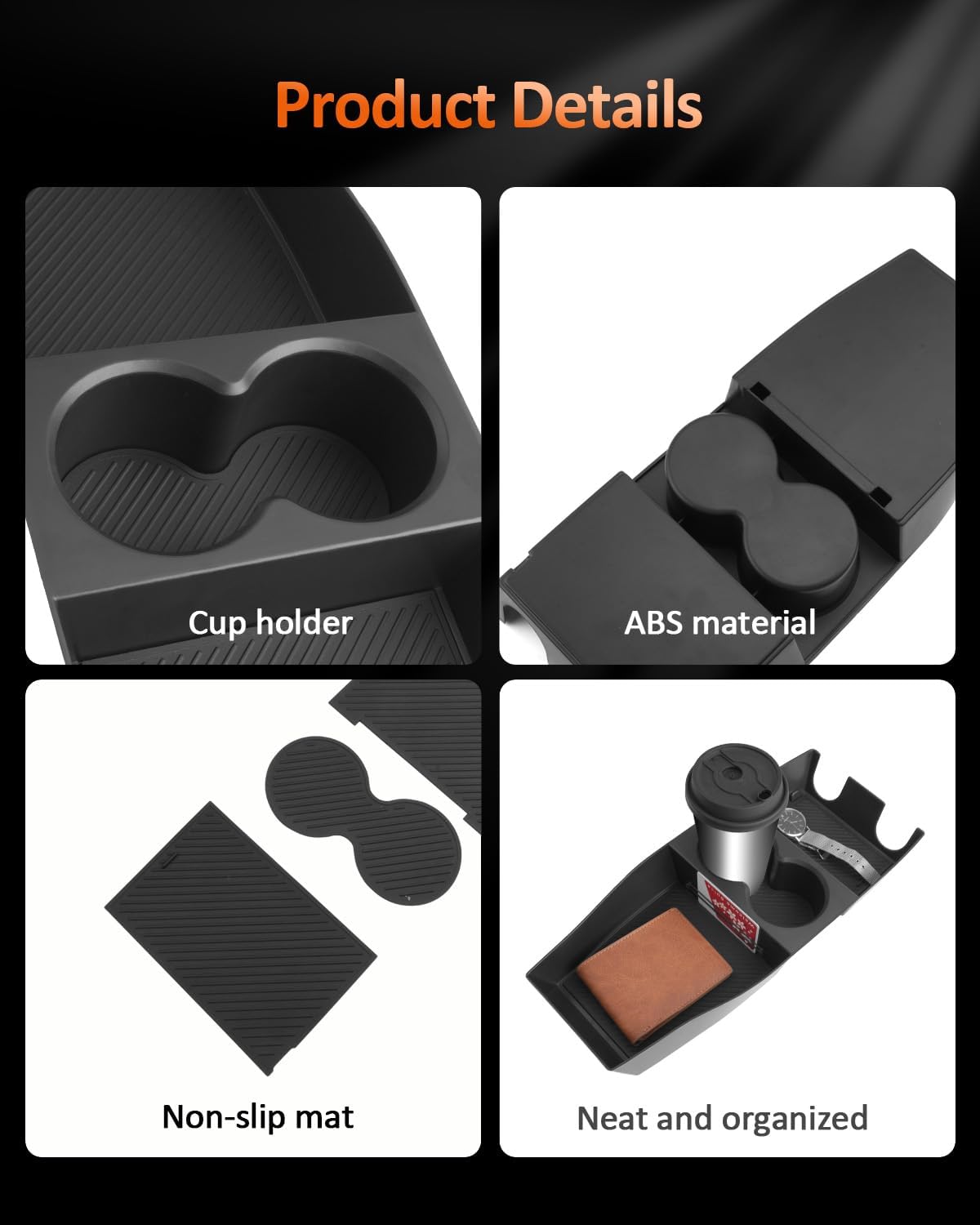 CDEFG for 2025 2026 Hyundai Ioniq 5 Lower Console Cup Holder Tray - Under Center Console Organizer Accessories - NOT for IONIQ 5 N