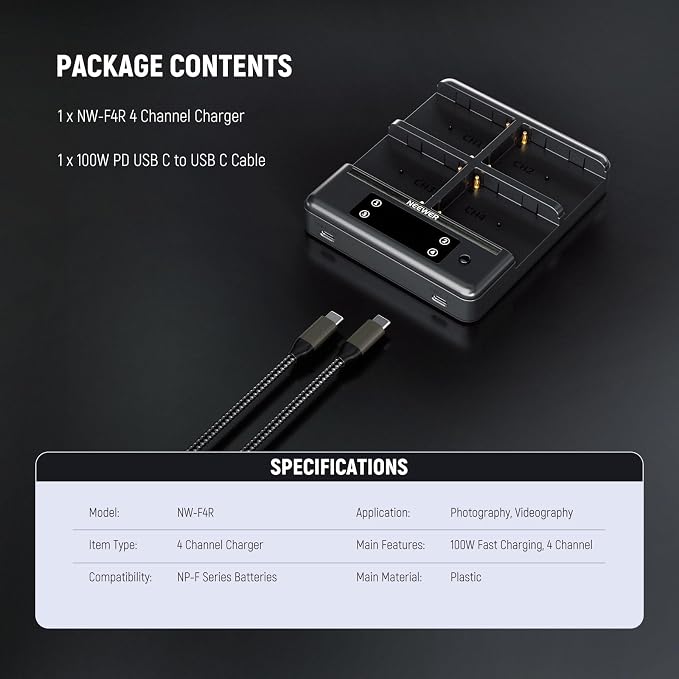 NEEWER NP-F970 4 Channel Charger